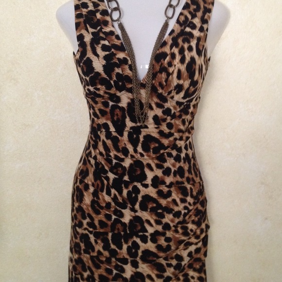 Sexy! Low cut, short cheetah print dress!