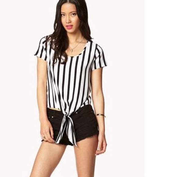 Forever 21 Tops - Striped Tie Front Blouse