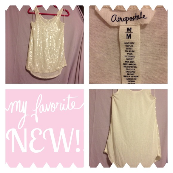Aeropostale Tops - NEW!! AEROPOSTALE WHITE TANK W/SEQUINS