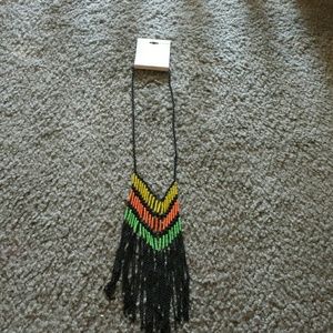Black tribal inspired necklace