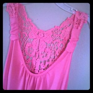 Pink/coral lace summer tank