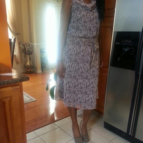 Brown and white dress