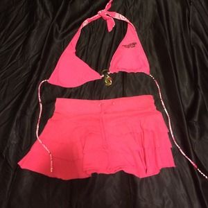 Reversible Pink Swim Top & Pink Mini Skirt