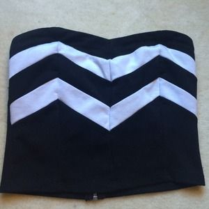 Chevron Black and White strapless Top