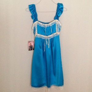 Blue Satin Babydoll Dress