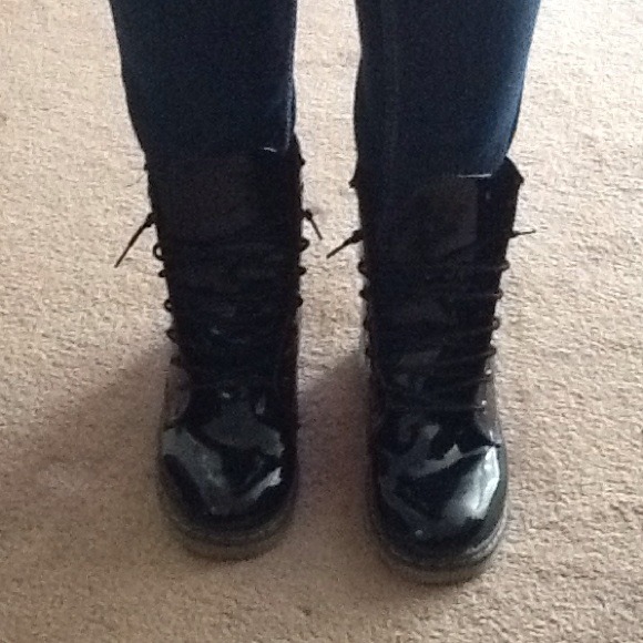 Patent leather boots