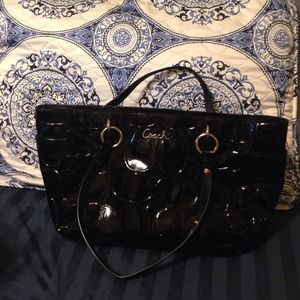 Black Patent Leather Coach Purse