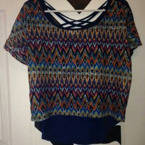 Cross Back Tribal Print Shirt