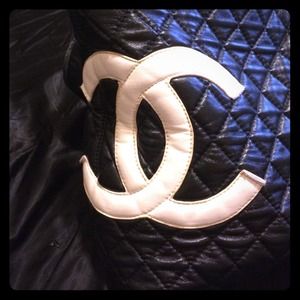 Large Chanel Inspired Black and White Purse