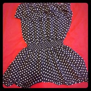 Black and White Ruffle Polka Dot Romper