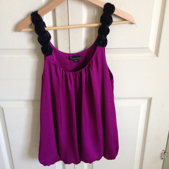 Purple silk top w/ floral details