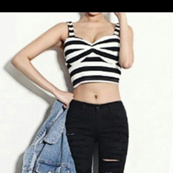 [Final price]_stripped crop top - Picture 3 of 4