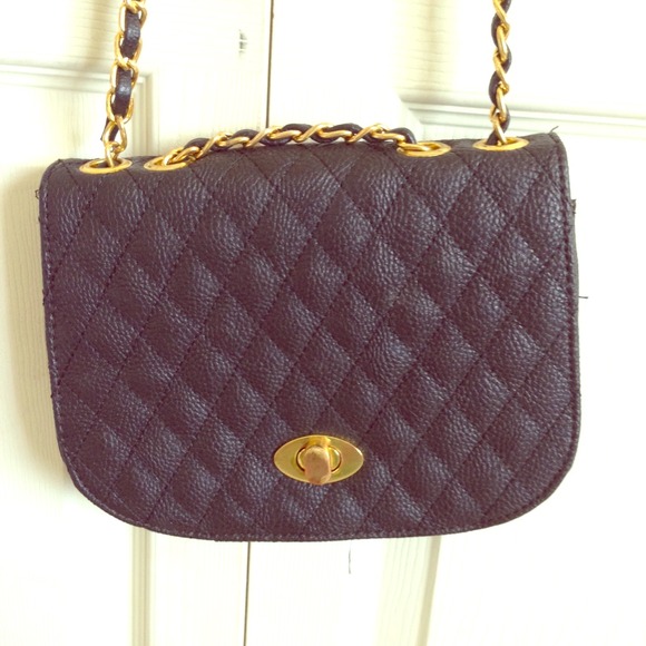 Black quilted cross body bag