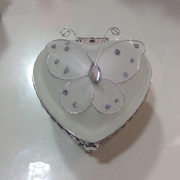 White butterfly jewelry box