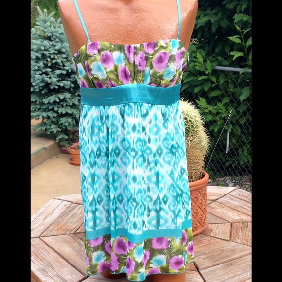 Floral dress with bow tie sash.