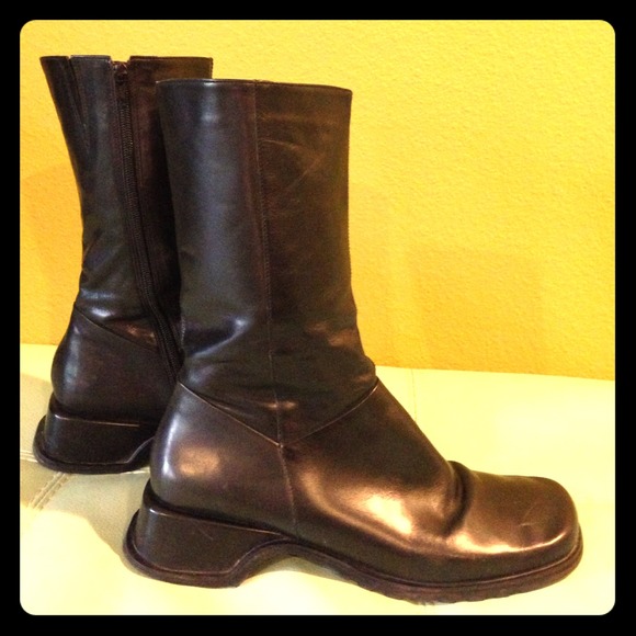 Black leather boots