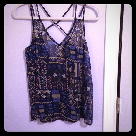 Navy tribal print tank