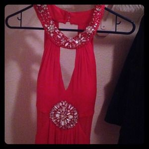 Melon colored prom/formal dress