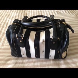 L.A.M.B. Handbag Black & White Stripe