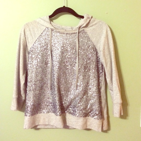 Forever 21 Sweaters - Sparkly sequin  light gray hoodie