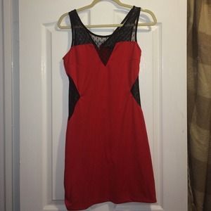 Red party dress.