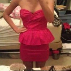 Hot pink peplum dress