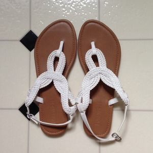Braided White Strap Sandals