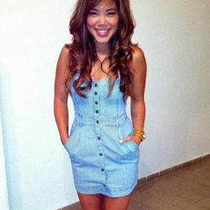 Denim Button Pinstripe Dress