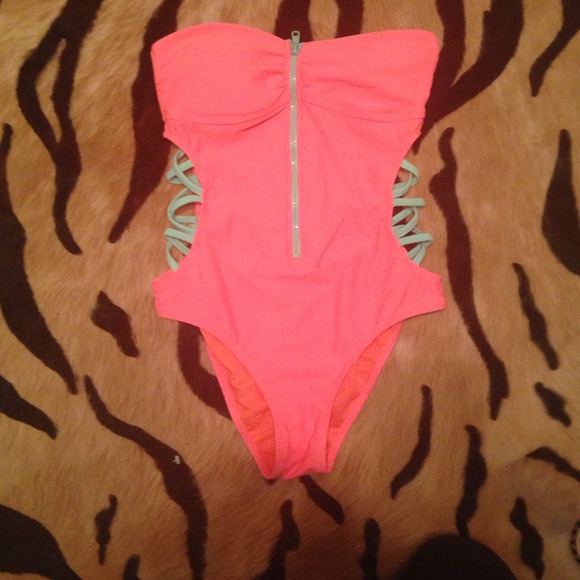 Sherbet and mint one-piece swimsuit new w/o tags
