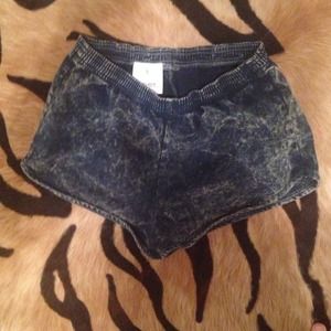 American Apparel acid wash denim track shorts