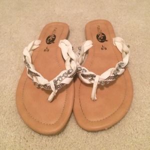 White beaded sandals