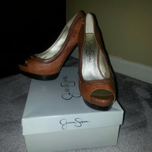 Zip Back Jessica Simpson Peep Toe Pumps