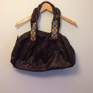 Brown leather handbag