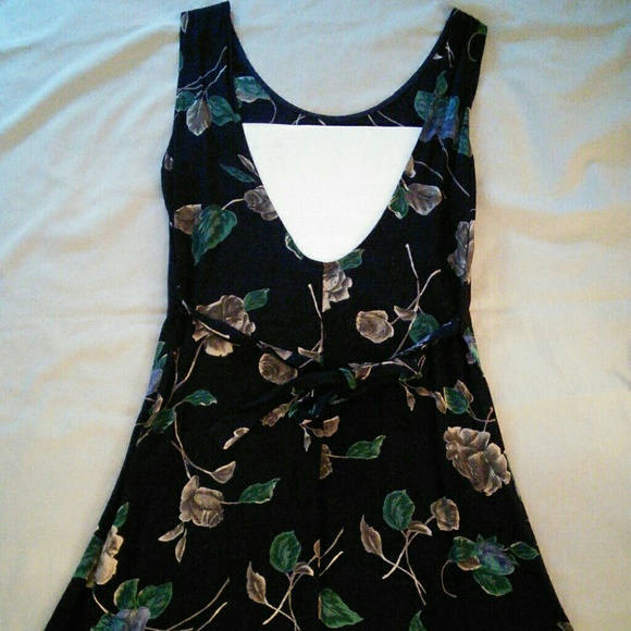 Reformation Navy Floral Low-Back Dress