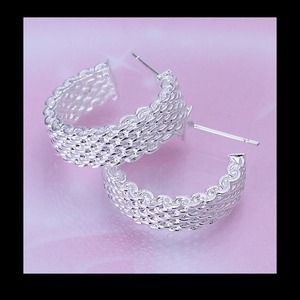 Sterling silver Mesh hoop earrings!