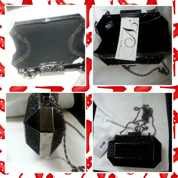 Black beaded clutch/cross body evening bag