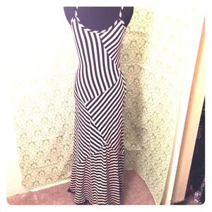 Black & white striped maxi dress