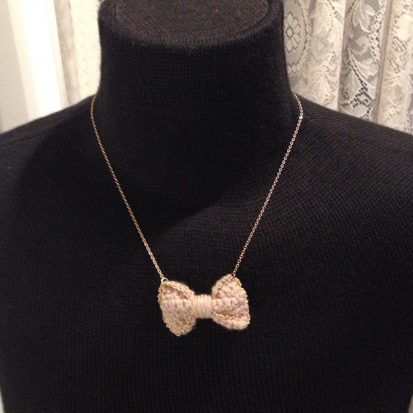 Handmade bow tie necklace with gold chain details