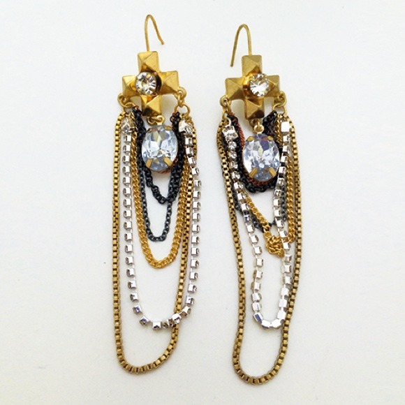 🌟Multi strand cross tassel statement earrings