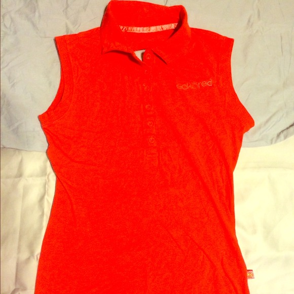 "ECHO RED" RED BACKLESS SHIRT! NEVER WORN!
