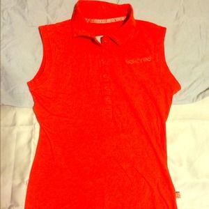 "ECHO RED" RED BACKLESS SHIRT! NEVER WORN!