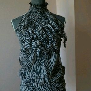 Zebra Ruffle Halter Top