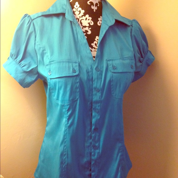Aqua short sleeve button down