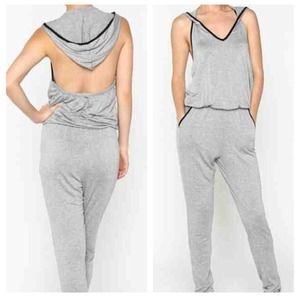 All in one grey low back hoodie