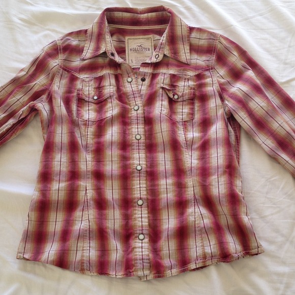 Pink plaid long-sleeve shirt
