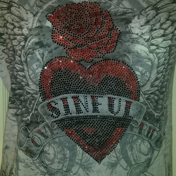 SOLD Sinful CUTE bling 3/4 sleeve top Small - Picture 2 of 4