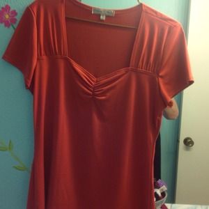 Pumpkin Color Sweetheart Neckline Top