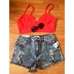 Denim high waist shorts