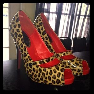 Leopard Peep Toe Heels