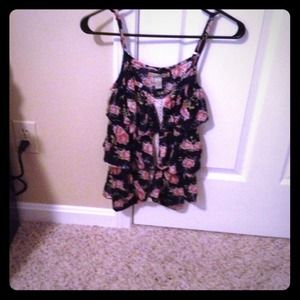 Floral ruffle tank top.